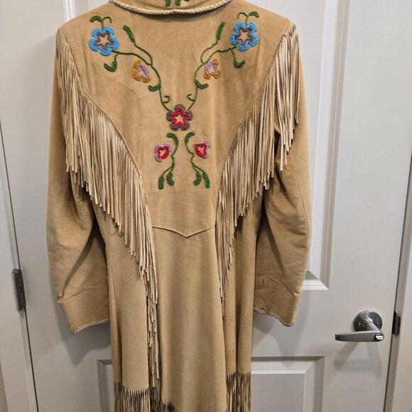 Amazing Floral Beaded Suede Leather Coat Dress by Diamond Leathers - Picture 8 of 12